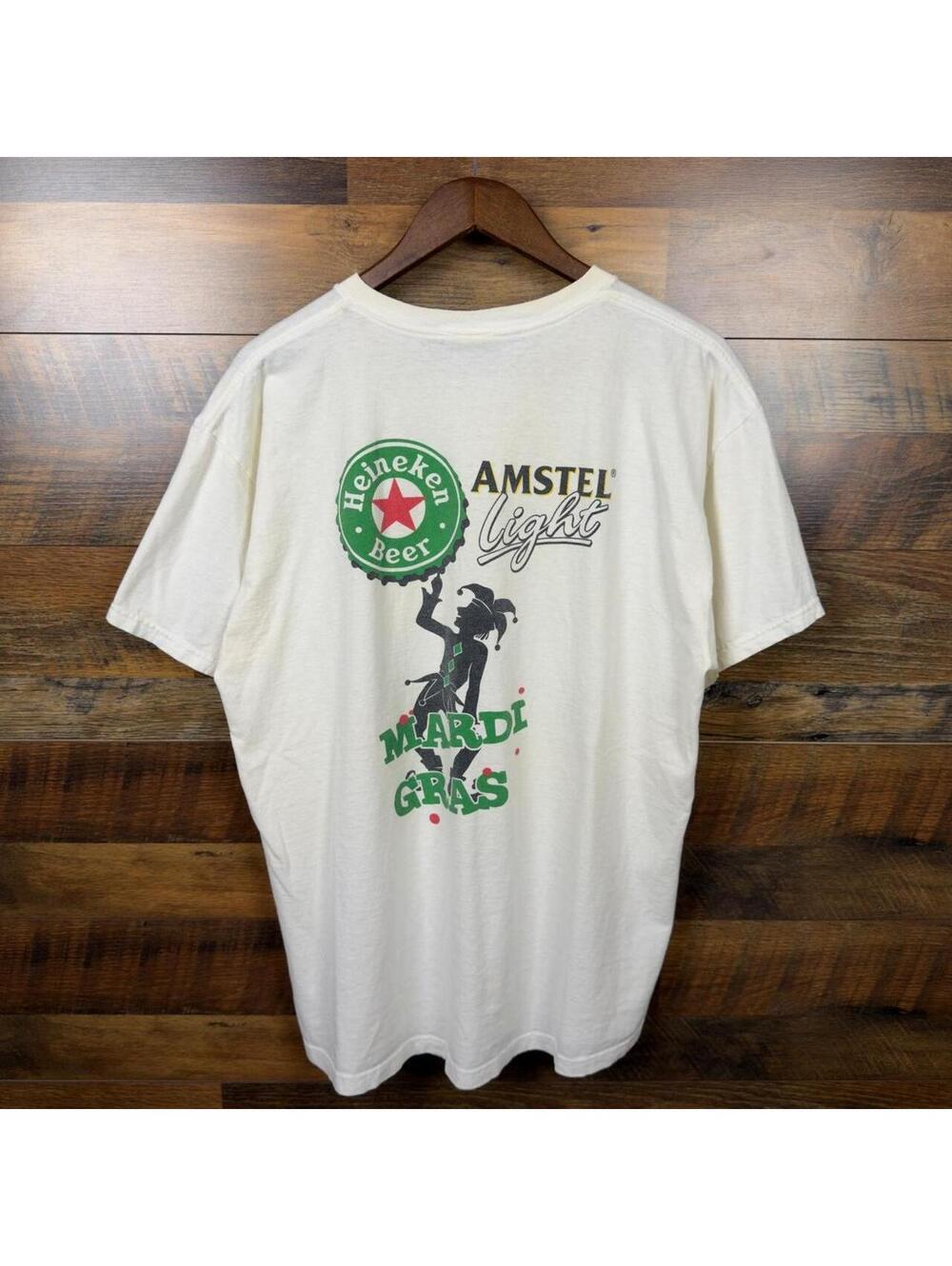 Vintage Heineken Amstel Light Mardi Gras Beer T Shirt XL Fruit of the Loom